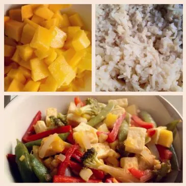 Thailändisches Ingwer-Mango-Tofu-Pfannengericht