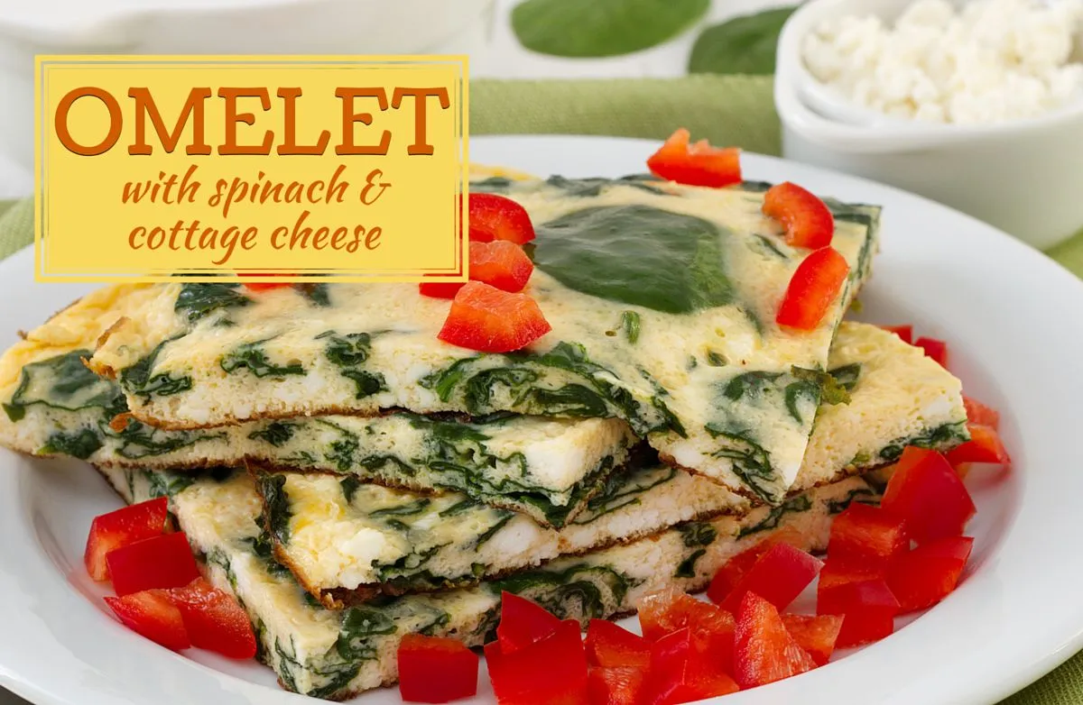 Omelette mit Spinat und Hüttenkäse