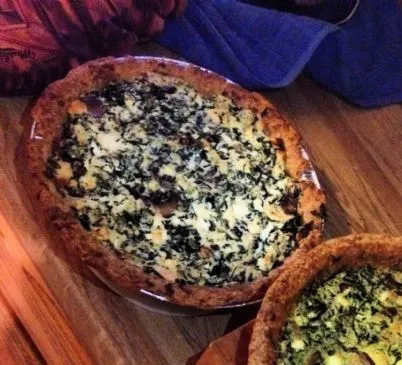 Spinat-Pilz-Feta-Basilikum-Tofu-Quiche