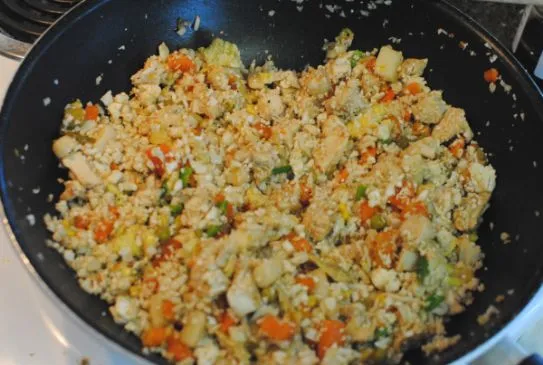 Hühnchen gebratener Blumenkohl