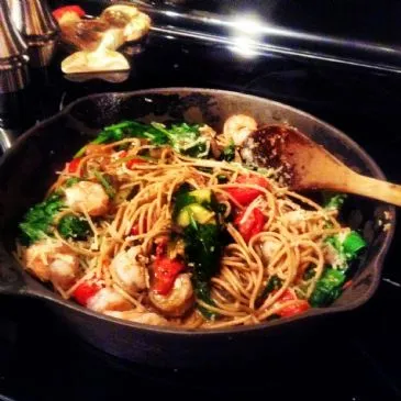 Garnelen- und Gemüse-Parmesan