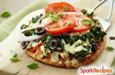 Spinat-Feta-Pizza für eine Person