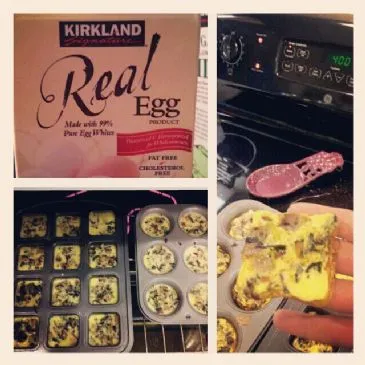 Frühstücksmuffins mit Eiweiß, Bacon und Spinat