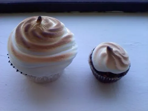 Schokoladen-Graham-Cracker-Cupcake mit geröstetem Marshmallow
