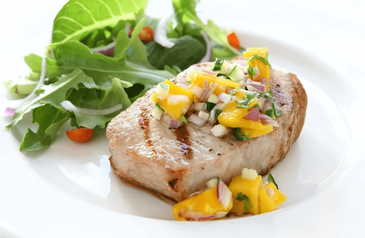 Currysauce mit Mango-Schweinekoteletts