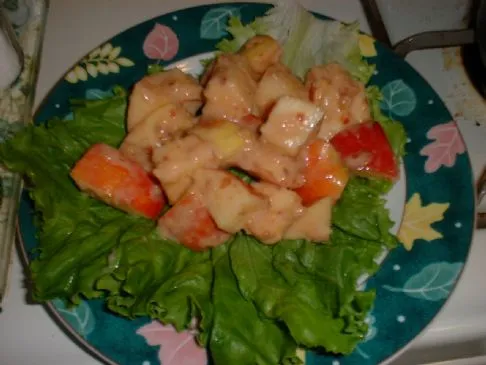 Apfelsalat mit Brombeer-Pfirsich-Joghurt-Vinaigrette